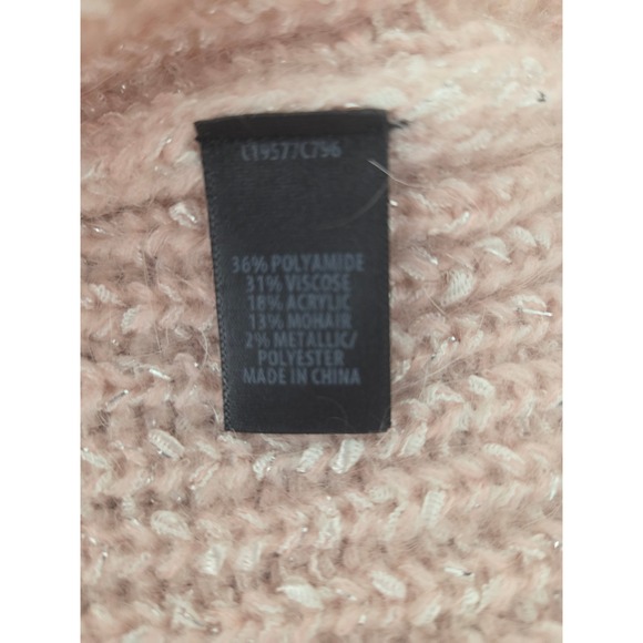 ST JOHN Blush Pink Metallic Twisted Rib Mohair Blend Pullover Sweater Woman Sz L - Picture 6 of 7